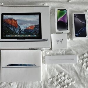 EMPTY BOXES MAC Book Pro, iPhone 14, iPhone 16 Pro Max, AirPods, and iPencil
